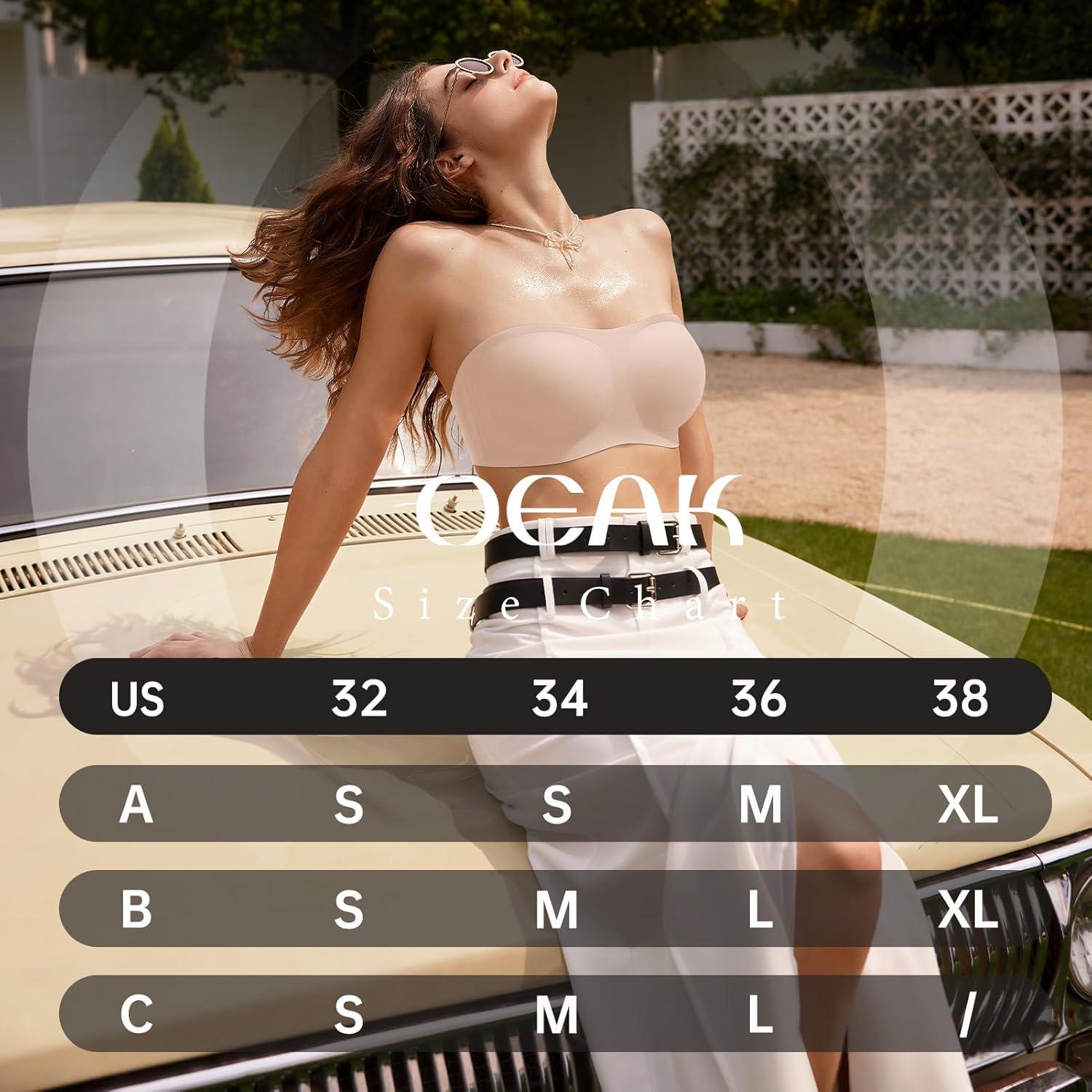 imageOEAK Womens Strapless Bras Push Up Bandeau Bra Non Slip Wireless Supportive Padded Bras Seamless Comfortable Tube Bra Small Skin 2