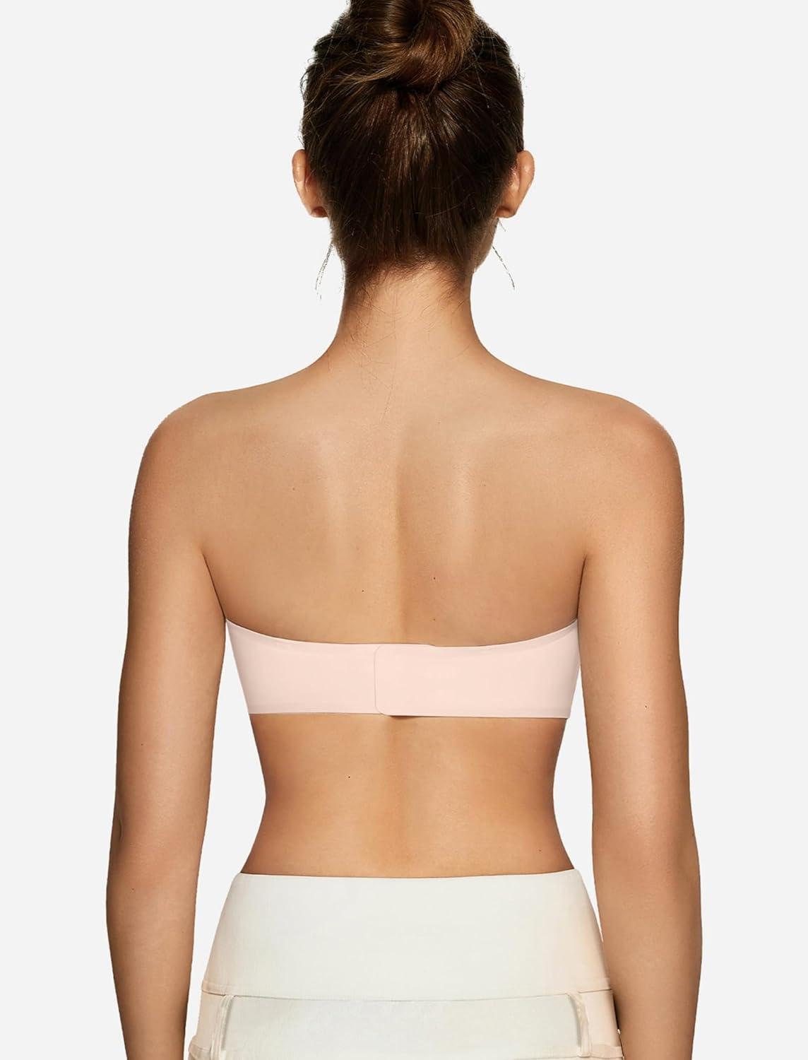 imageOEAK Womens Strapless Bras Push Up Bandeau Bra Non Slip Wireless Supportive Padded Bras Seamless Comfortable Tube BraSkin Color