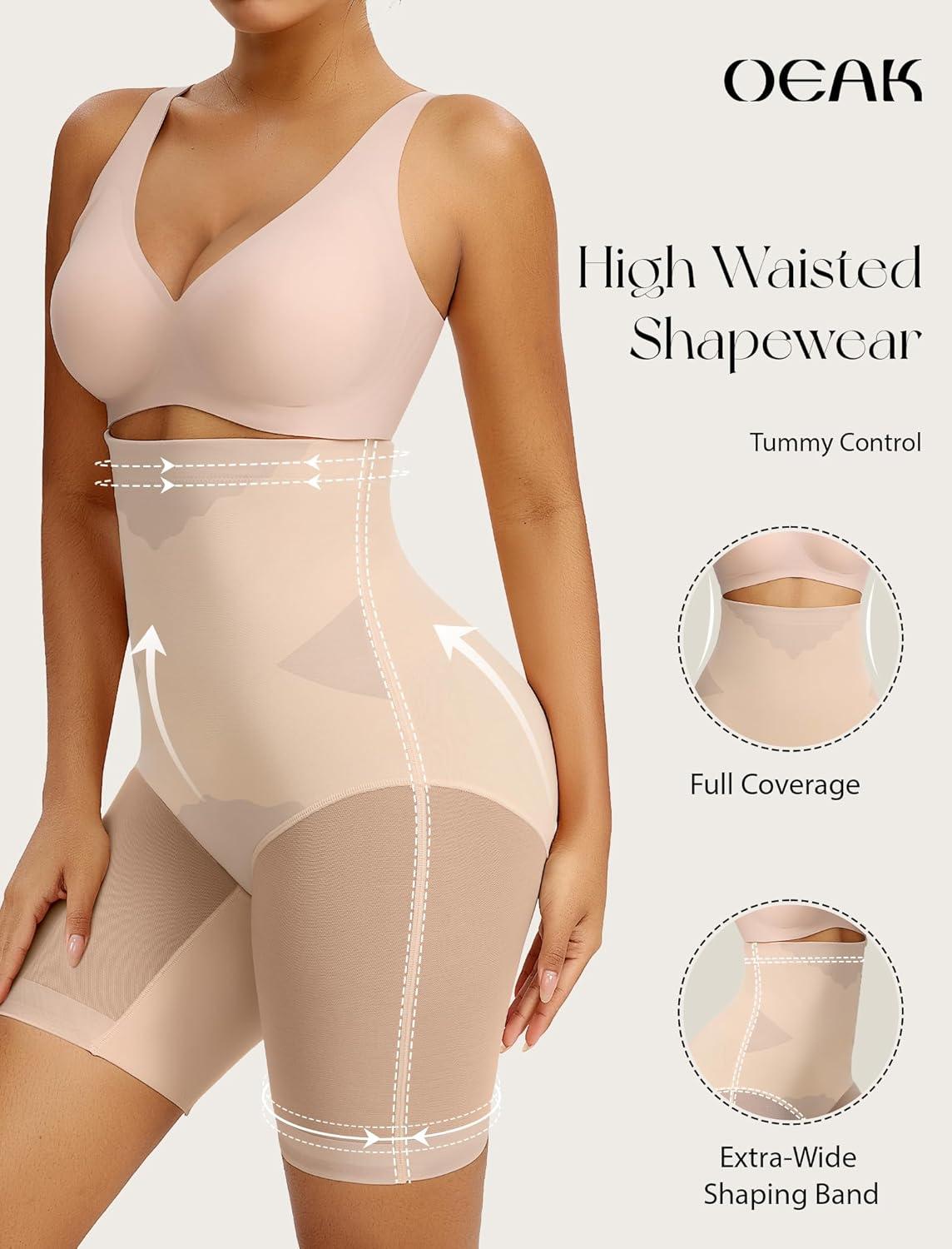 imageOEAK Womens Tummy Control Shapewear SuperPower High Waisted Butt Lift girdles Body Shaper Thigh Slimmer Seamless ShapewearNude