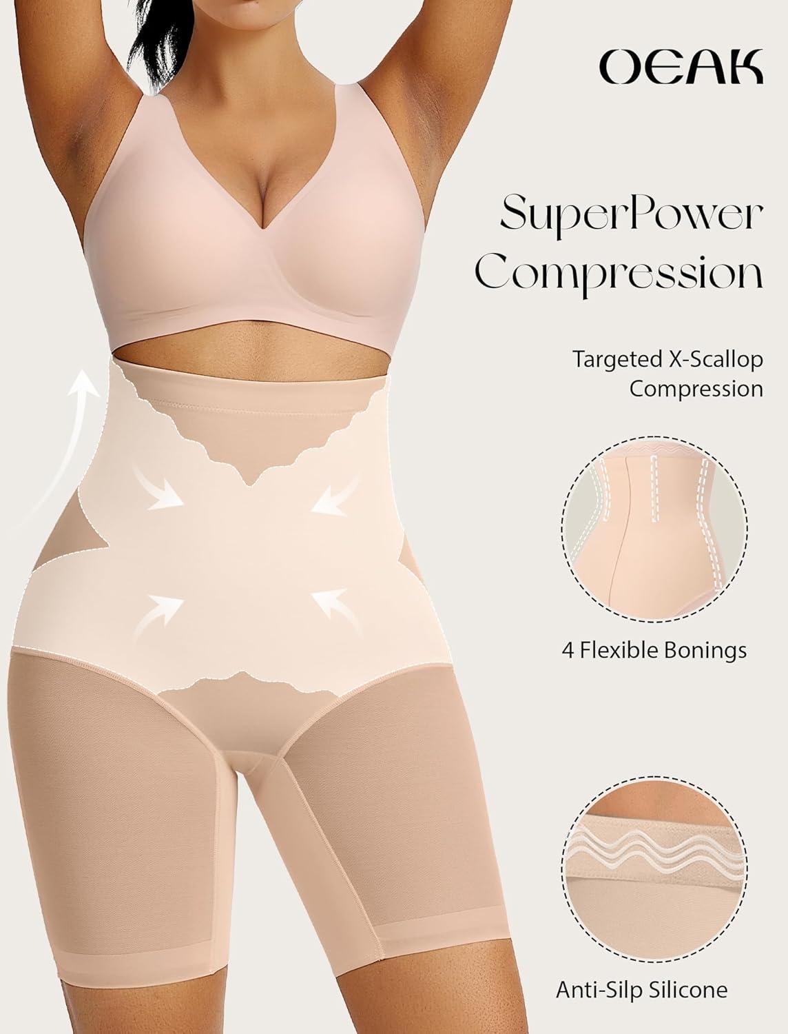 imageOEAK Womens Tummy Control Shapewear SuperPower High Waisted Butt Lift girdles Body Shaper Thigh Slimmer Seamless ShapewearNude