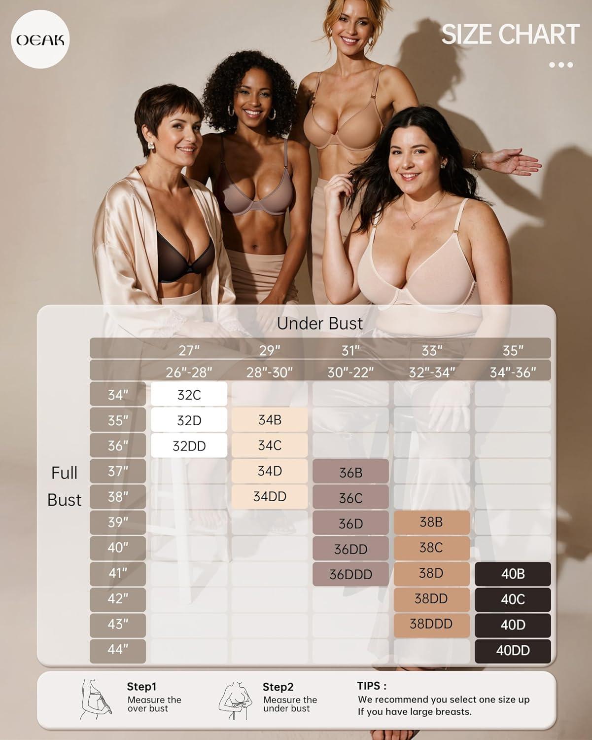 imageOEAK Womens Unlined Balconette Bra Sheer Mesh Bras Underwire Plunge Bralette See Through Demi Bra Seamless Tshirt BrasLight Coffee