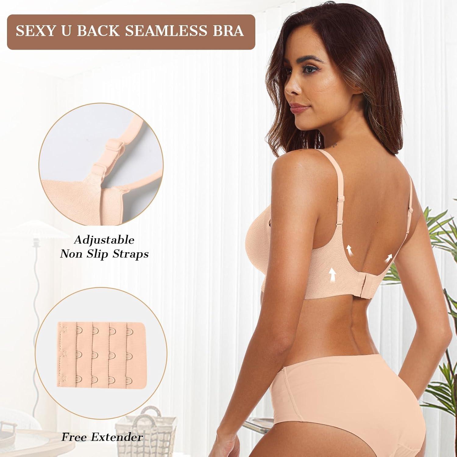 imageOEAK Womens Wireless Bras Comfortable Push Up Bra No Underwire Bra Full Support Lift Bralette Everyday Seamless Tshirt Bras Jacquard Nude XXL