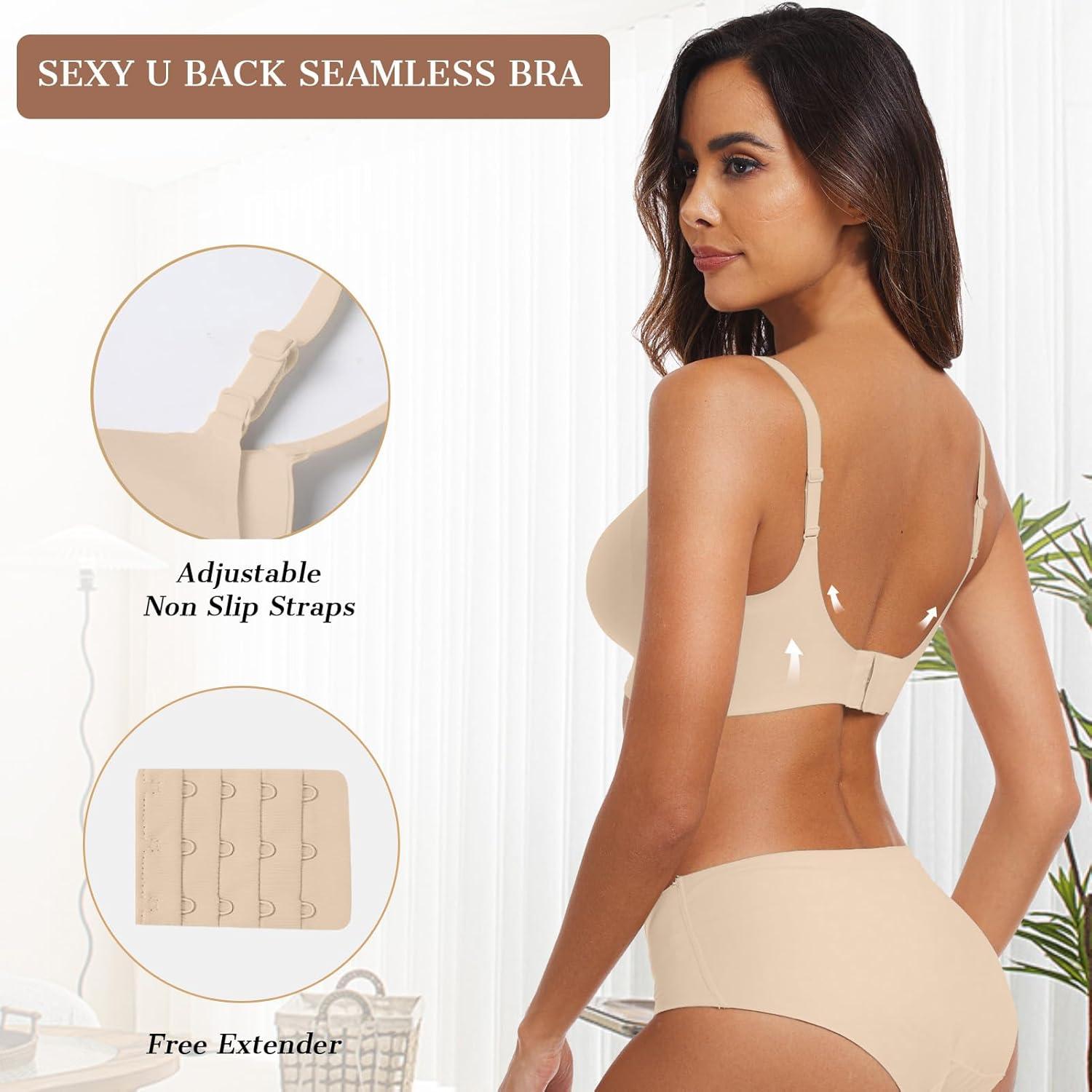 imageOEAK Womens Wireless Bras Comfortable Push Up Bra No Underwire Bra Full Support Lift Bralette Everyday Seamless Tshirt BrasBeige