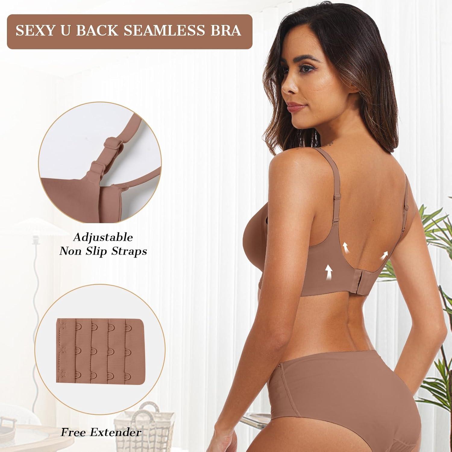 imageOEAK Womens Wireless Bras Comfortable Push Up Bra No Underwire Bra Full Support Lift Bralette Everyday Seamless Tshirt BrasCoffee