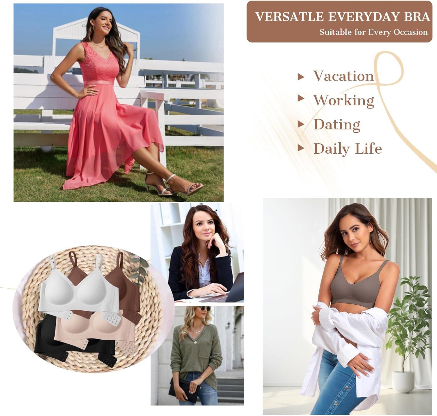 imageOEAK Womens Wireless Bras Comfortable Push Up Bra No Underwire Bra Full Support Lift Bralette Everyday Seamless Tshirt BrasGrey