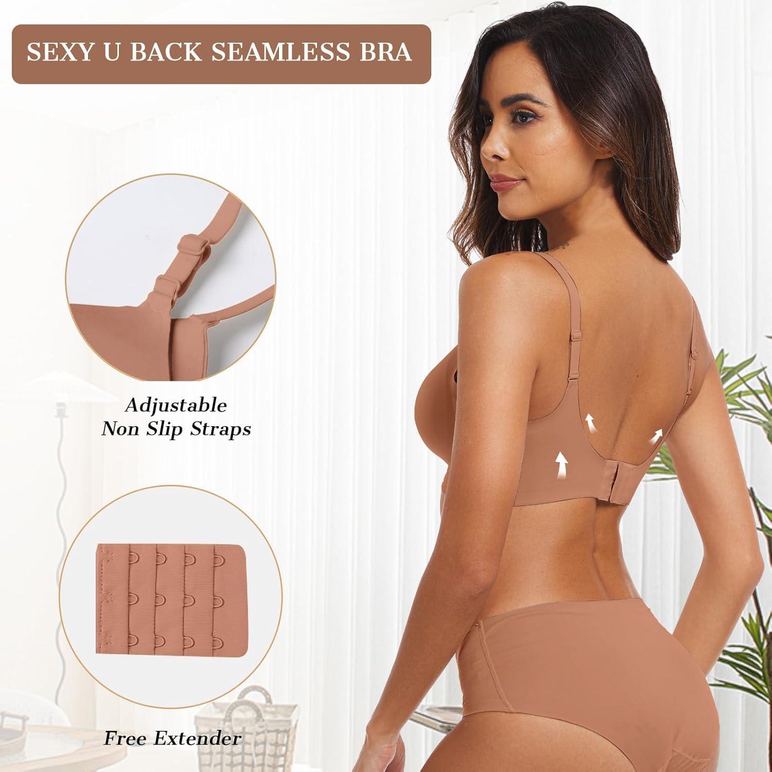 imageOEAK Womens Wireless Bras Comfortable Push Up Bra No Underwire Bra Full Support Lift Bralette Everyday Seamless Tshirt BrasLatte