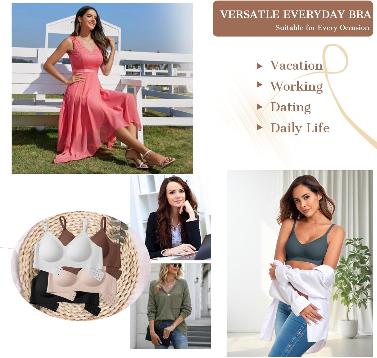 imageOEAK Womens Wireless Bras Comfortable Push Up Bra No Underwire Bra Full Support Lift Bralette Everyday Seamless Tshirt BrasNavy