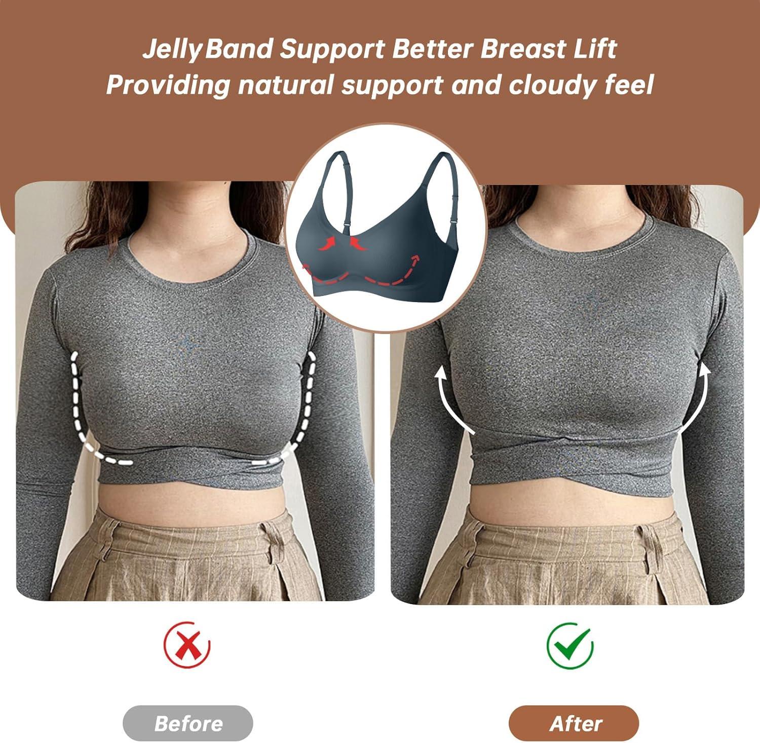 imageOEAK Womens Wireless Bras Comfortable Push Up Bra No Underwire Bra Full Support Lift Bralette Everyday Seamless Tshirt BrasNavy