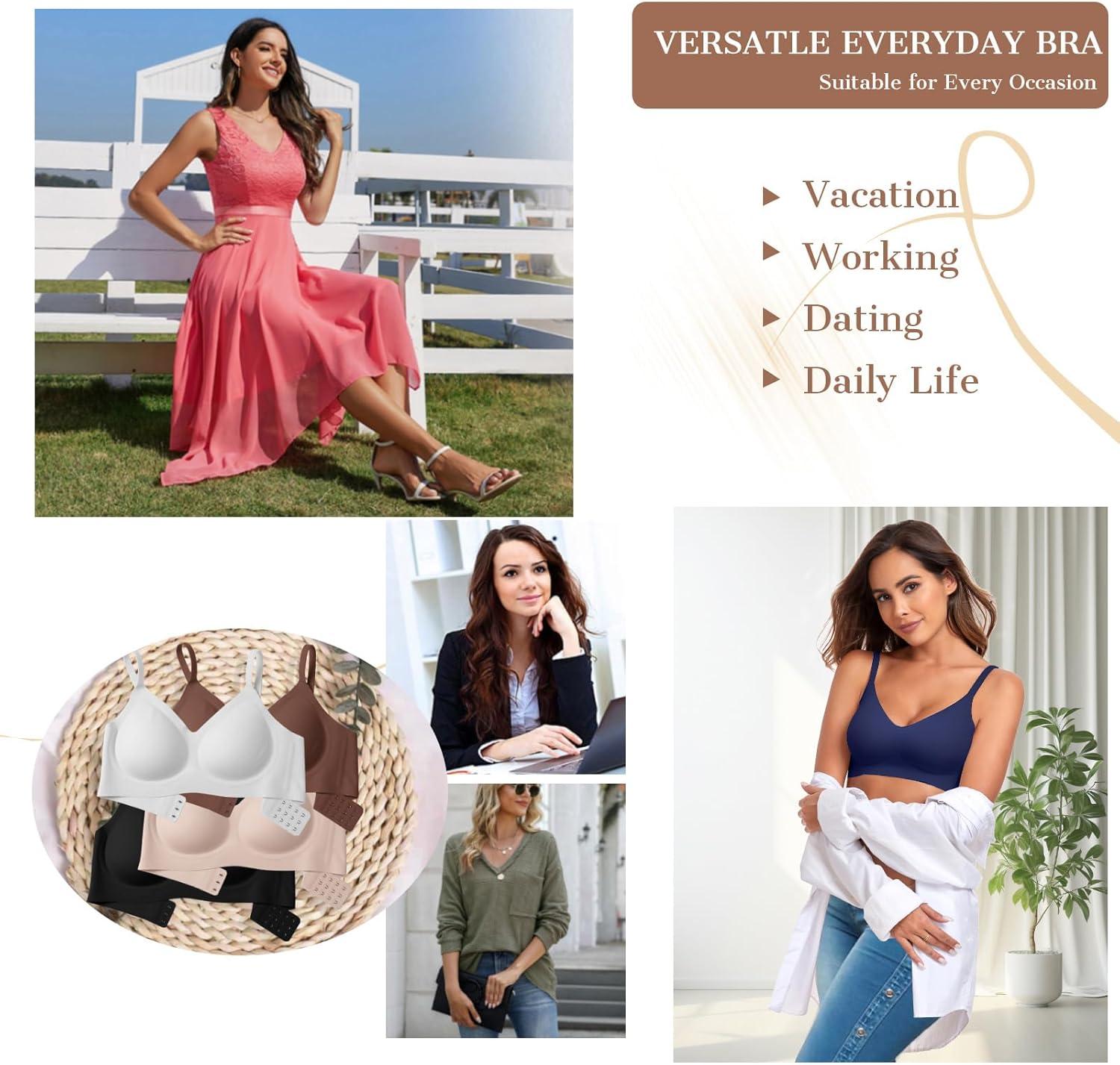 imageOEAK Womens Wireless Bras Comfortable Push Up Bra No Underwire Bra Full Support Lift Bralette Everyday Seamless Tshirt BrasNavy Blue