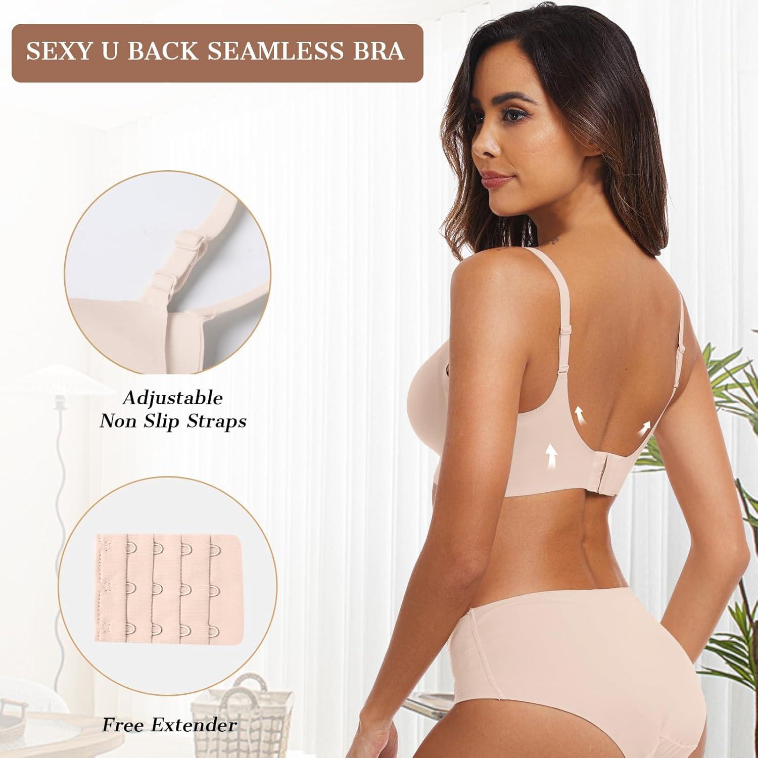 imageOEAK Womens Wireless Bras Comfortable Push Up Bra No Underwire Bra Full Support Lift Bralette Everyday Seamless Tshirt BrasNude