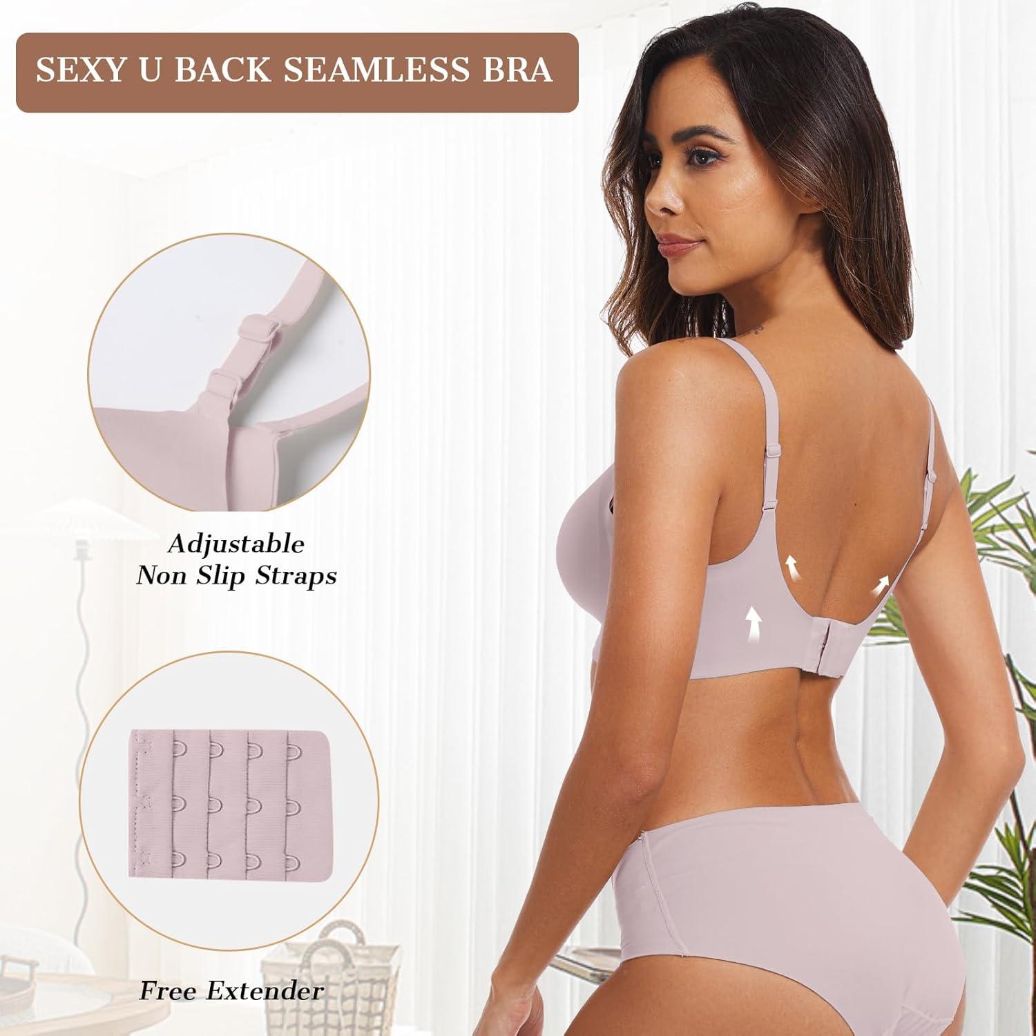 imageOEAK Womens Wireless Bras Comfortable Push Up Bra No Underwire Bra Full Support Lift Bralette Everyday Seamless Tshirt BrasPink