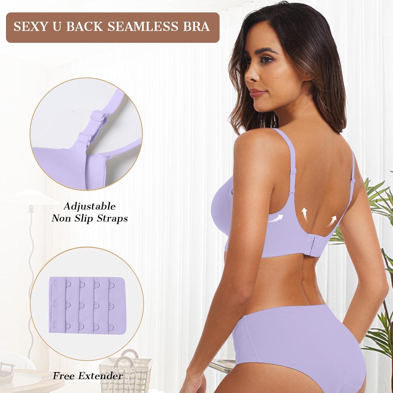 imageOEAK Womens Wireless Bras Comfortable Push Up Bra No Underwire Bra Full Support Lift Bralette Everyday Seamless Tshirt BrasPurple