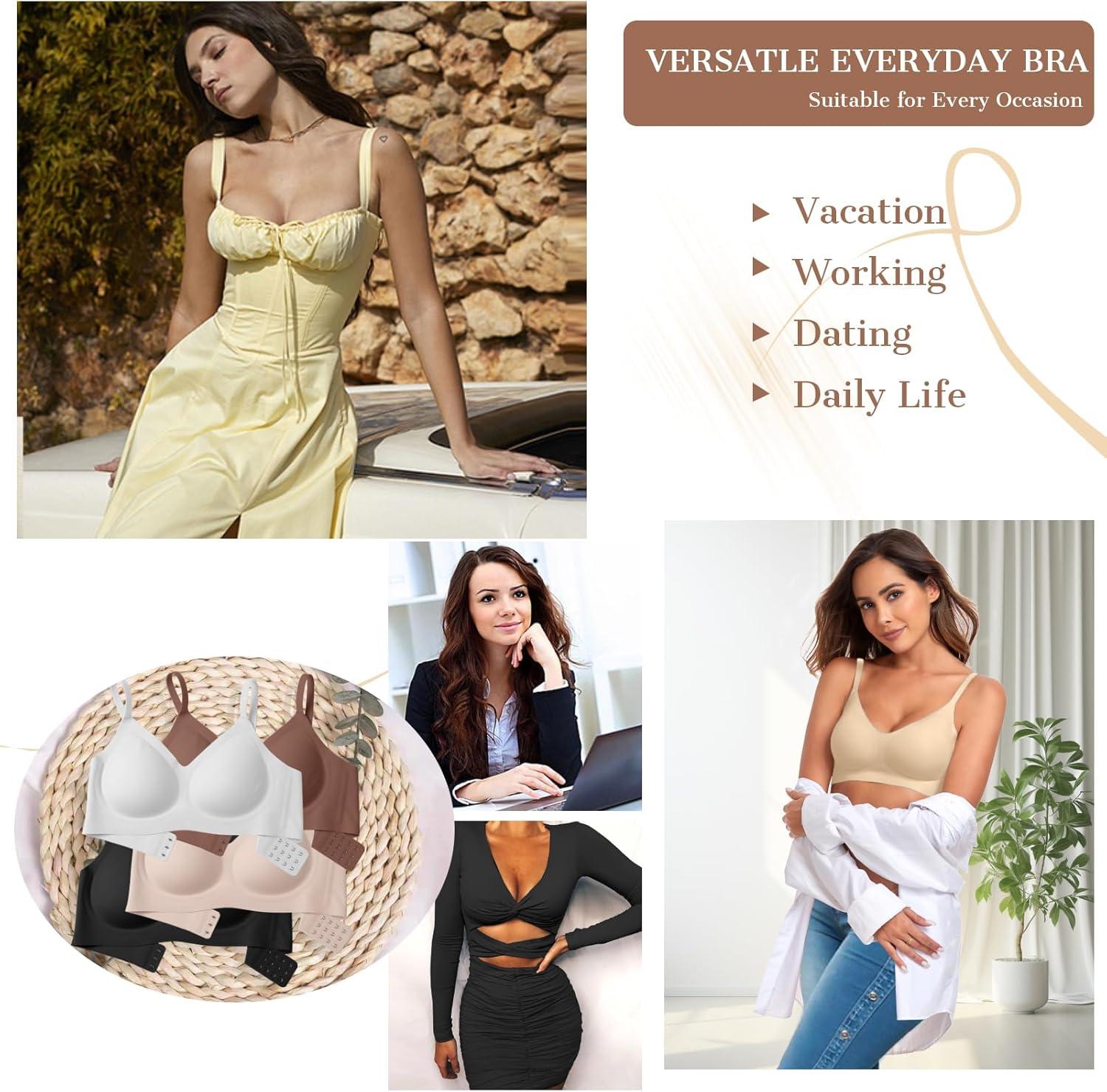 imageOEAK Womens Wireless Bras Comfortable Push Up Bra No Underwire Bra Full Support Lift Bralette Everyday Seamless Tshirt BrasSemolina