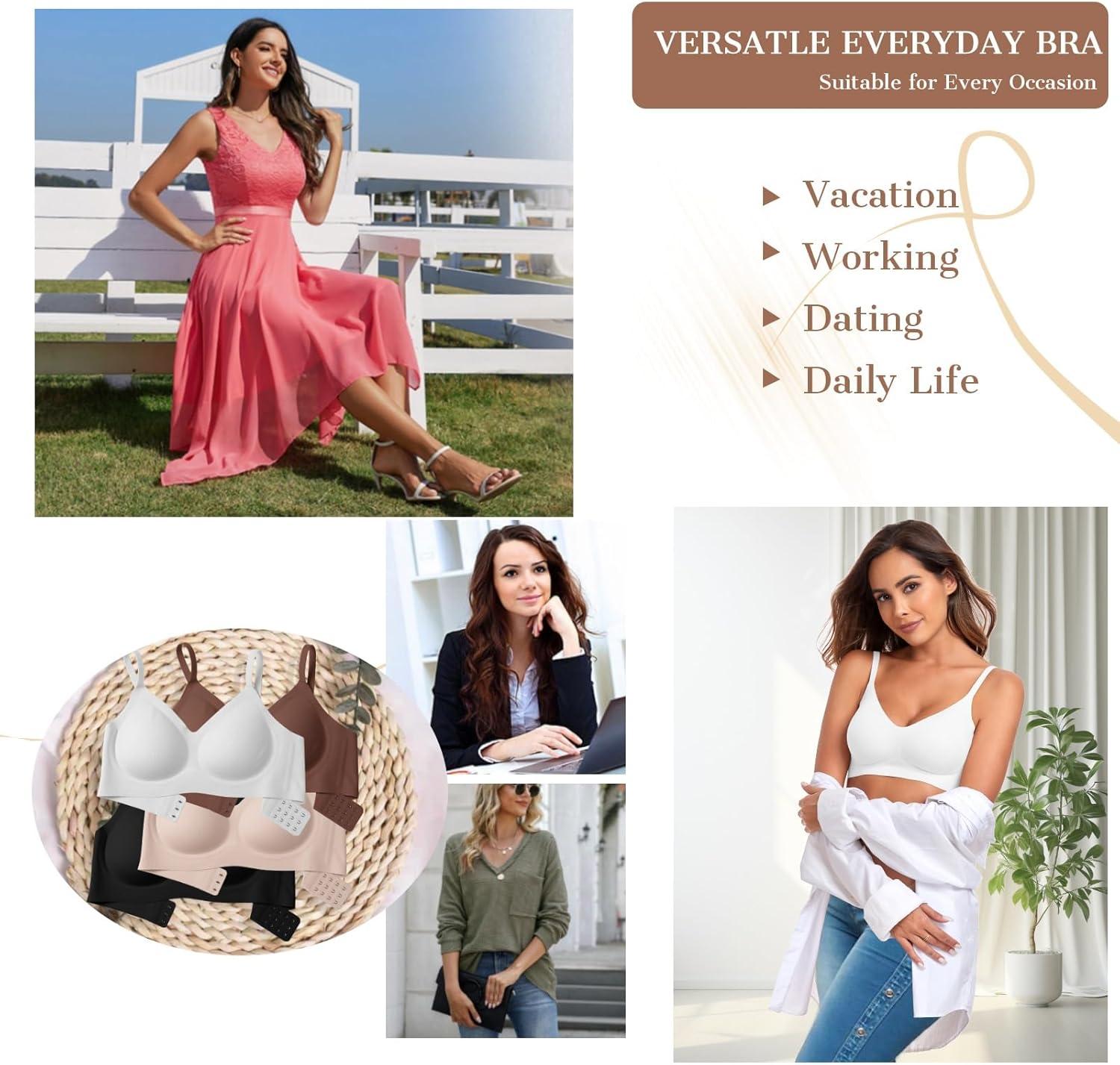 imageOEAK Womens Wireless Bras Comfortable Push Up Bra No Underwire Bra Full Support Lift Bralette Everyday Seamless Tshirt BrasWhite