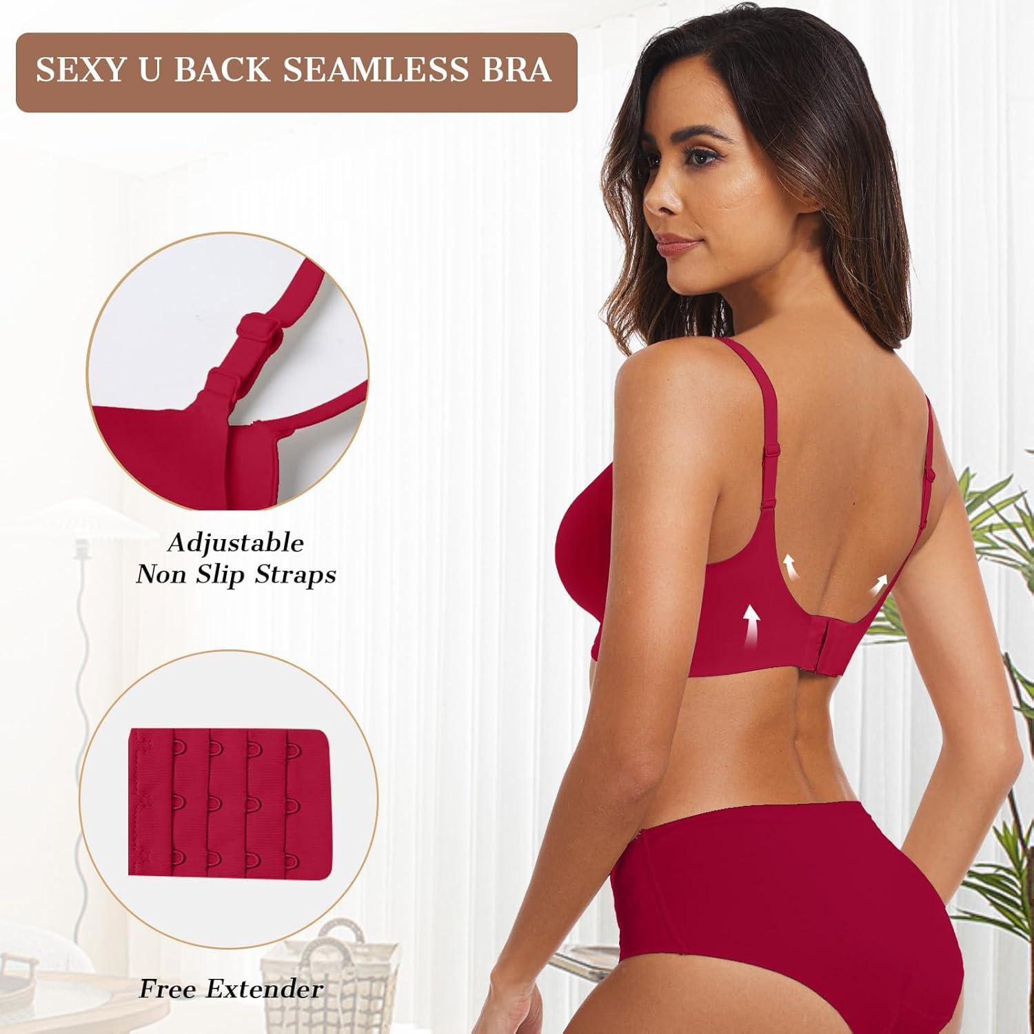 imageOEAK Womens Wireless Bras Comfortable Push Up Bra No Underwire Bra Full Support Lift Bralette Everyday Seamless Tshirt BrasWine Red