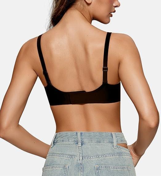 imageOEAK Womens Wireless Bras Comfortable Push Up Bra Smooth U Neck Bralette Full Coverage Bras Seamless Tshirt Everyday BrasBlack