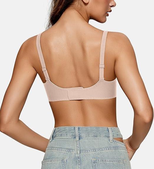 imageOEAK Womens Wireless Bras Comfortable Push Up Bra Smooth U Neck Bralette Full Coverage Bras Seamless Tshirt Everyday BrasNude