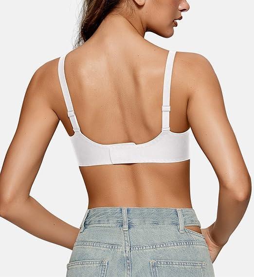 imageOEAK Womens Wireless Bras Comfortable Push Up Bra Smooth U Neck Bralette Full Coverage Bras Seamless Tshirt Everyday BrasWhite