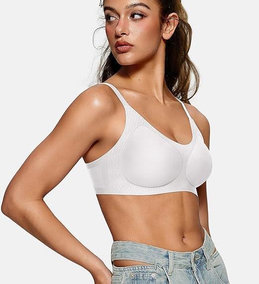 imageOEAK Womens Wireless Bras Comfortable Push Up Bra Smooth U Neck Bralette Full Coverage Bras Seamless Tshirt Everyday BrasWhite