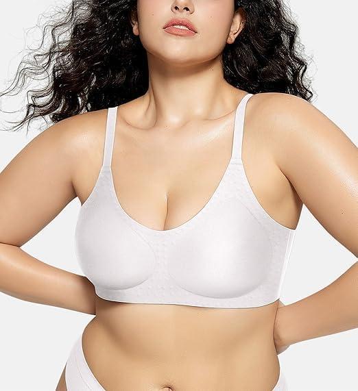 imageOEAK Womens Wireless Bras Comfortable Push Up Bra Smooth U Neck Bralette Full Coverage Bras Seamless Tshirt Everyday BrasWhite