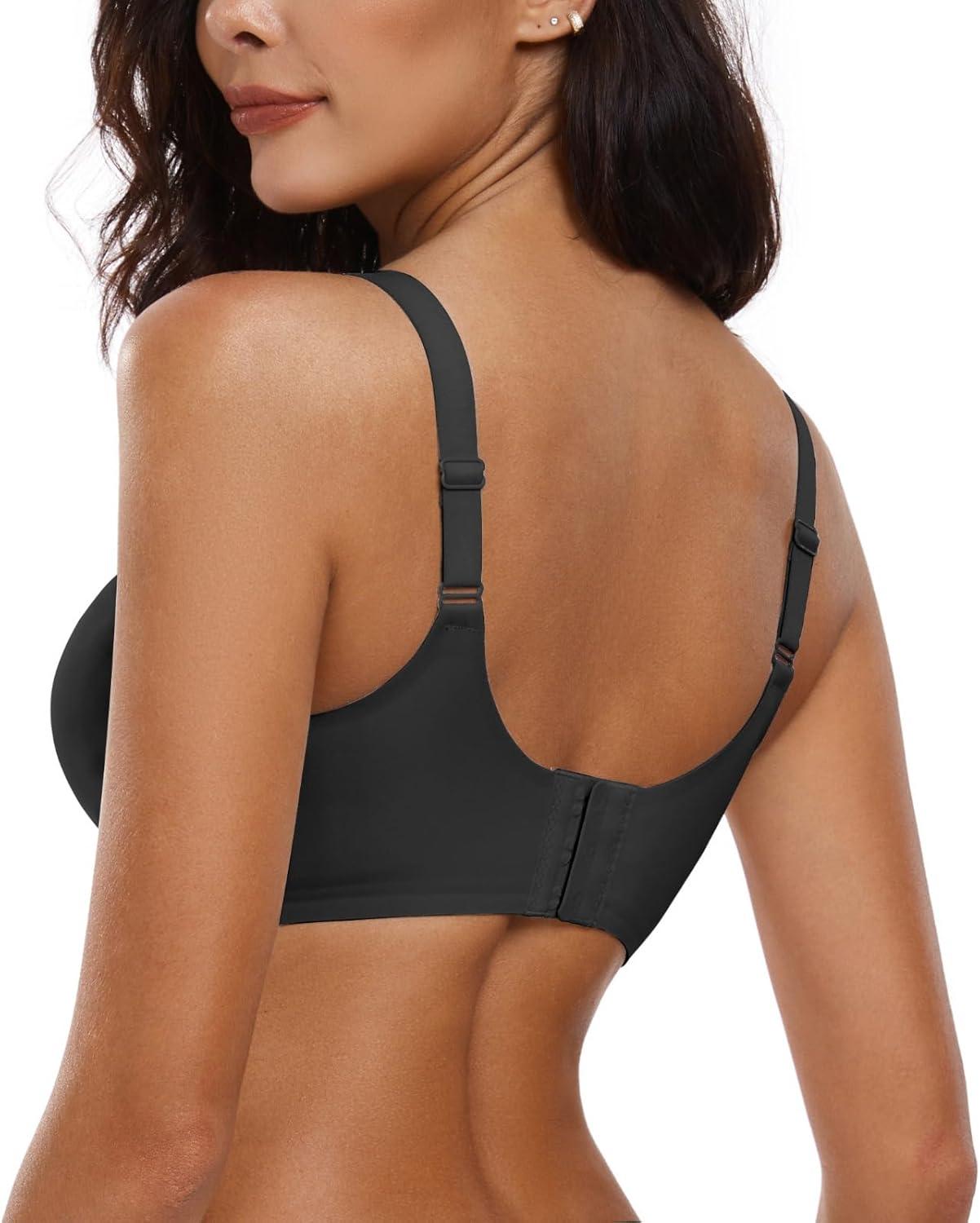 imageOEAK Womens Wireless Bras Push Up Support Full Coverage Bralettes No Underwire Bra Comfortable Everyday Seamless Tshirt Bras Black 3XL