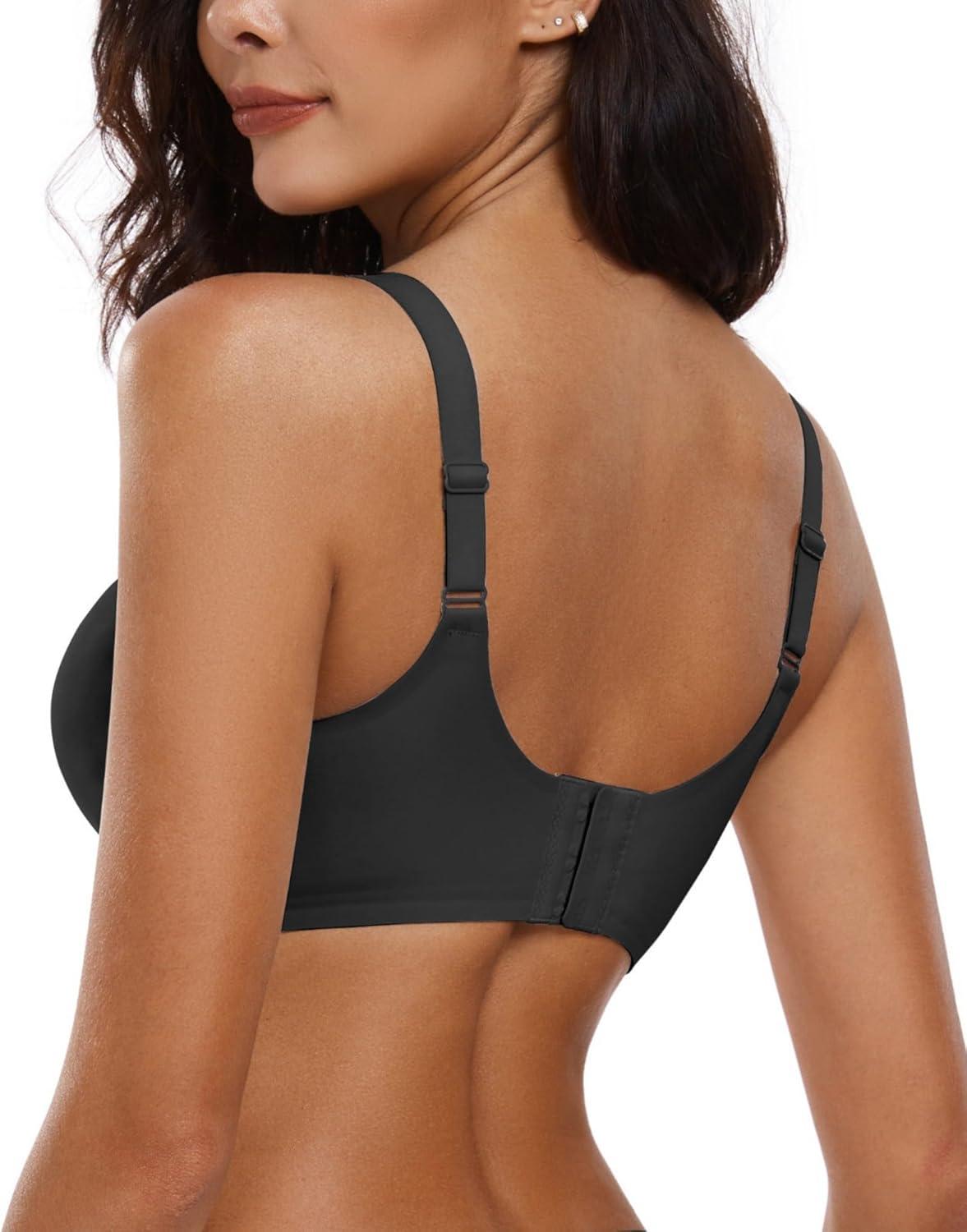imageOEAK Womens Wireless Bras Push Up Support Full Coverage Bralettes No Underwire Bra Comfortable Everyday Seamless Tshirt Bras Black 3XL