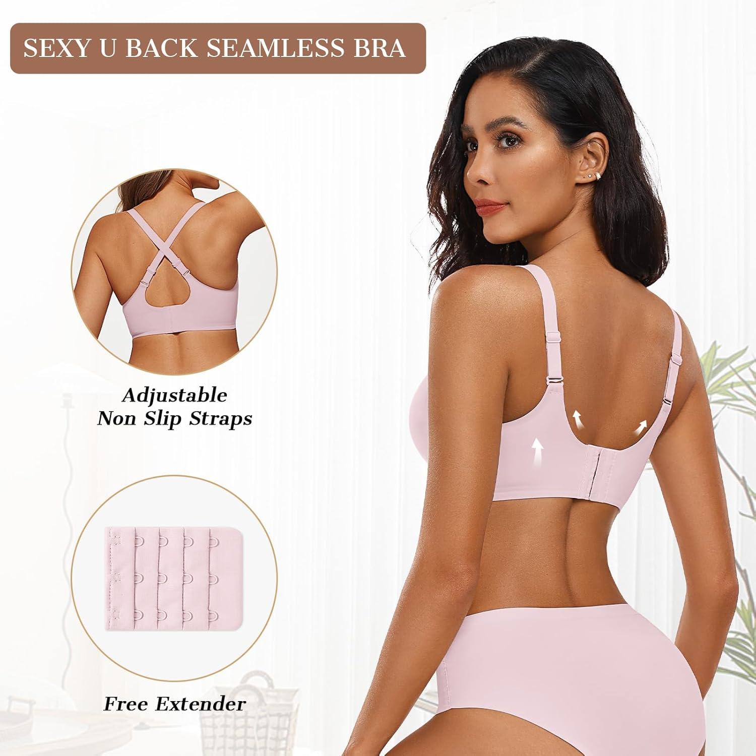 imageOEAK Womens Wireless Bras Push Up Support Full Coverage Bralettes No Underwire Bra Comfortable Everyday Seamless Tshirt Bras S Pink