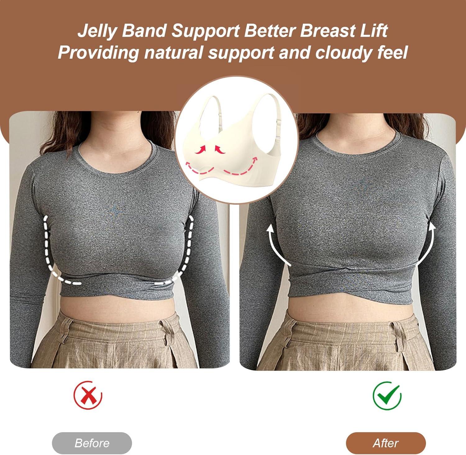 imageOEAK Womens Wireless Bras Push Up Support Full Coverage Bralettes No Underwire Bra Comfortable Everyday Seamless Tshirt BrasBeige