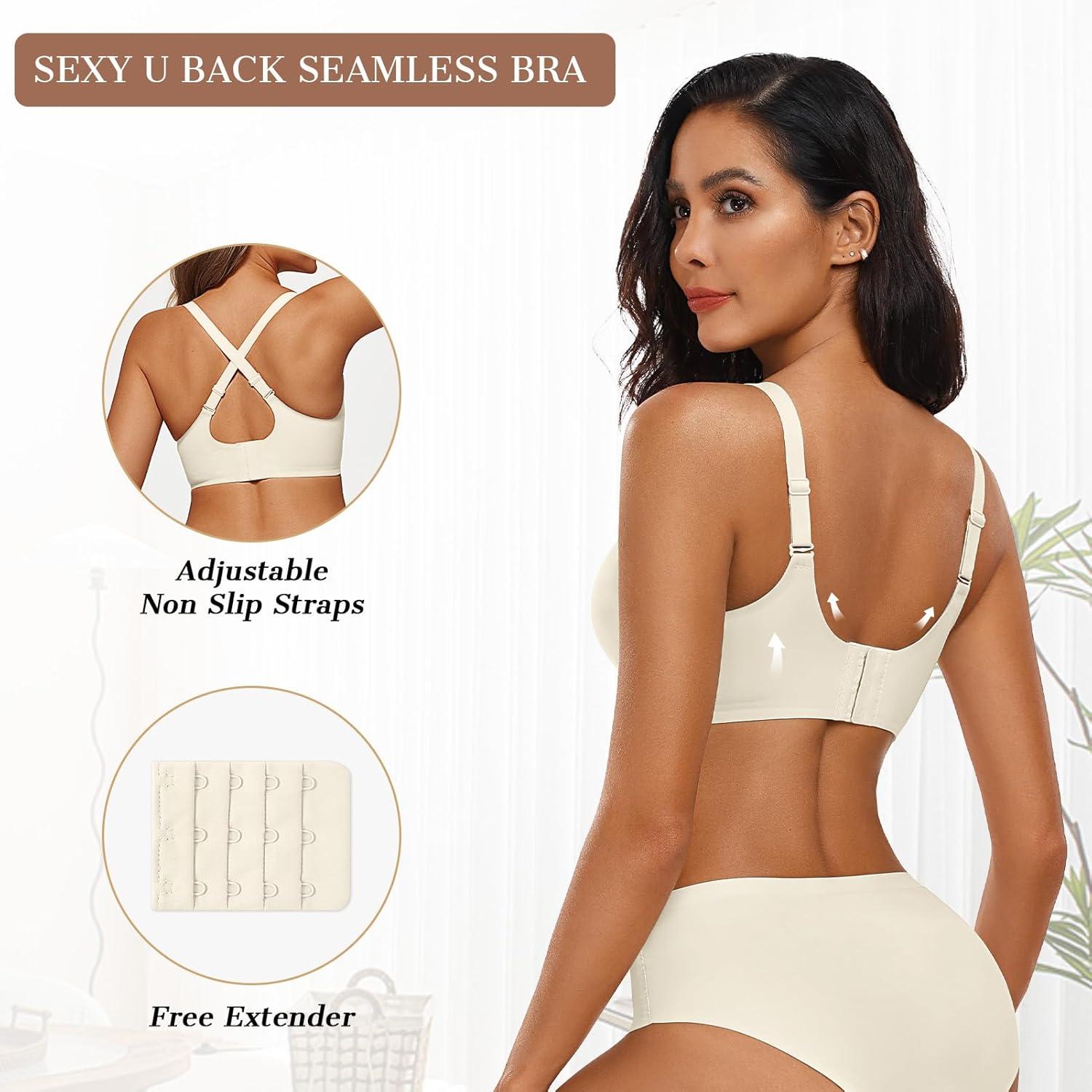 imageOEAK Womens Wireless Bras Push Up Support Full Coverage Bralettes No Underwire Bra Comfortable Everyday Seamless Tshirt BrasBeige