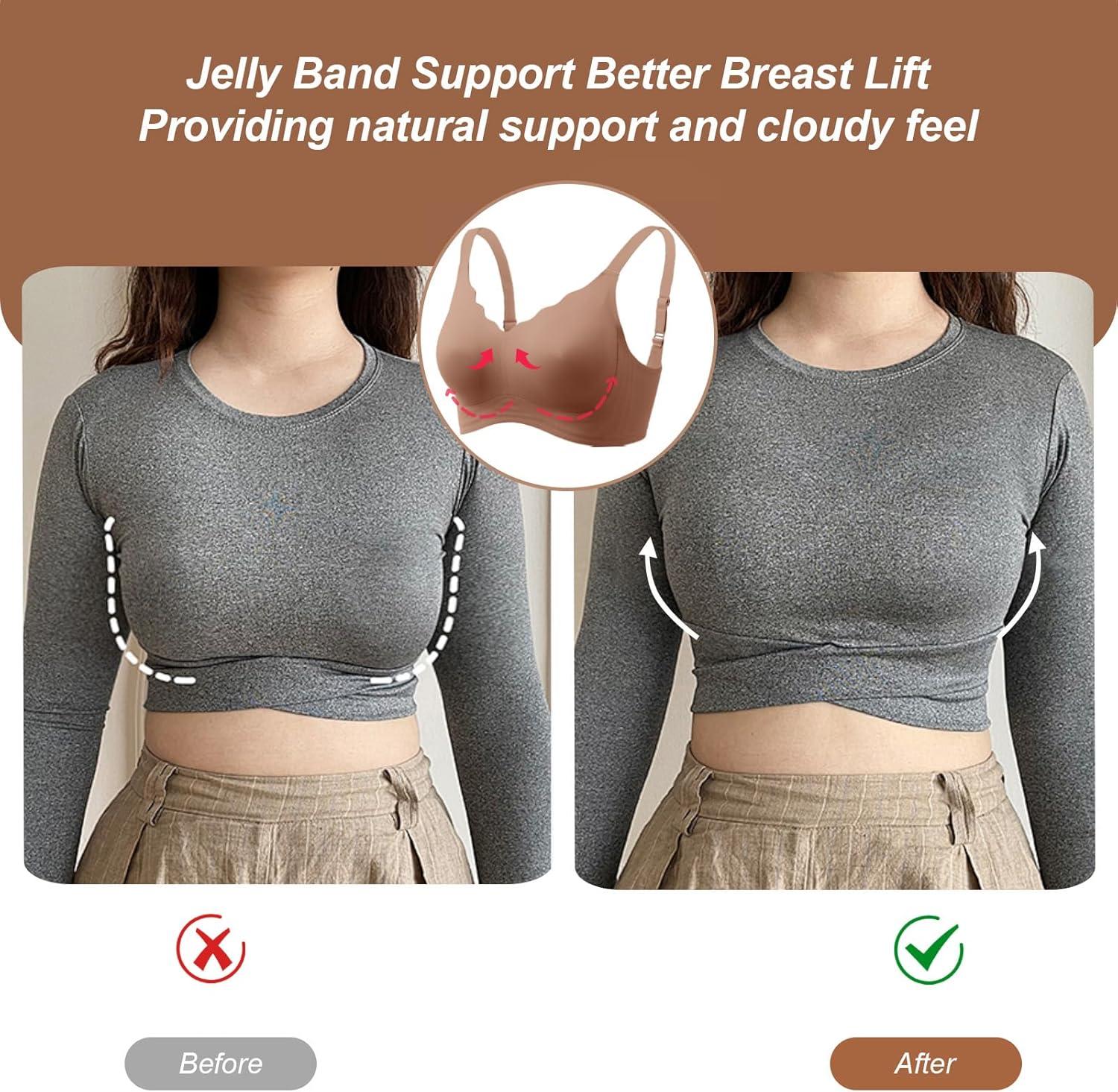 imageOEAK Womens Wireless Bras Push Up Support Full Coverage Bralettes No Underwire Bra Comfortable Everyday Seamless Tshirt BrasCoffee