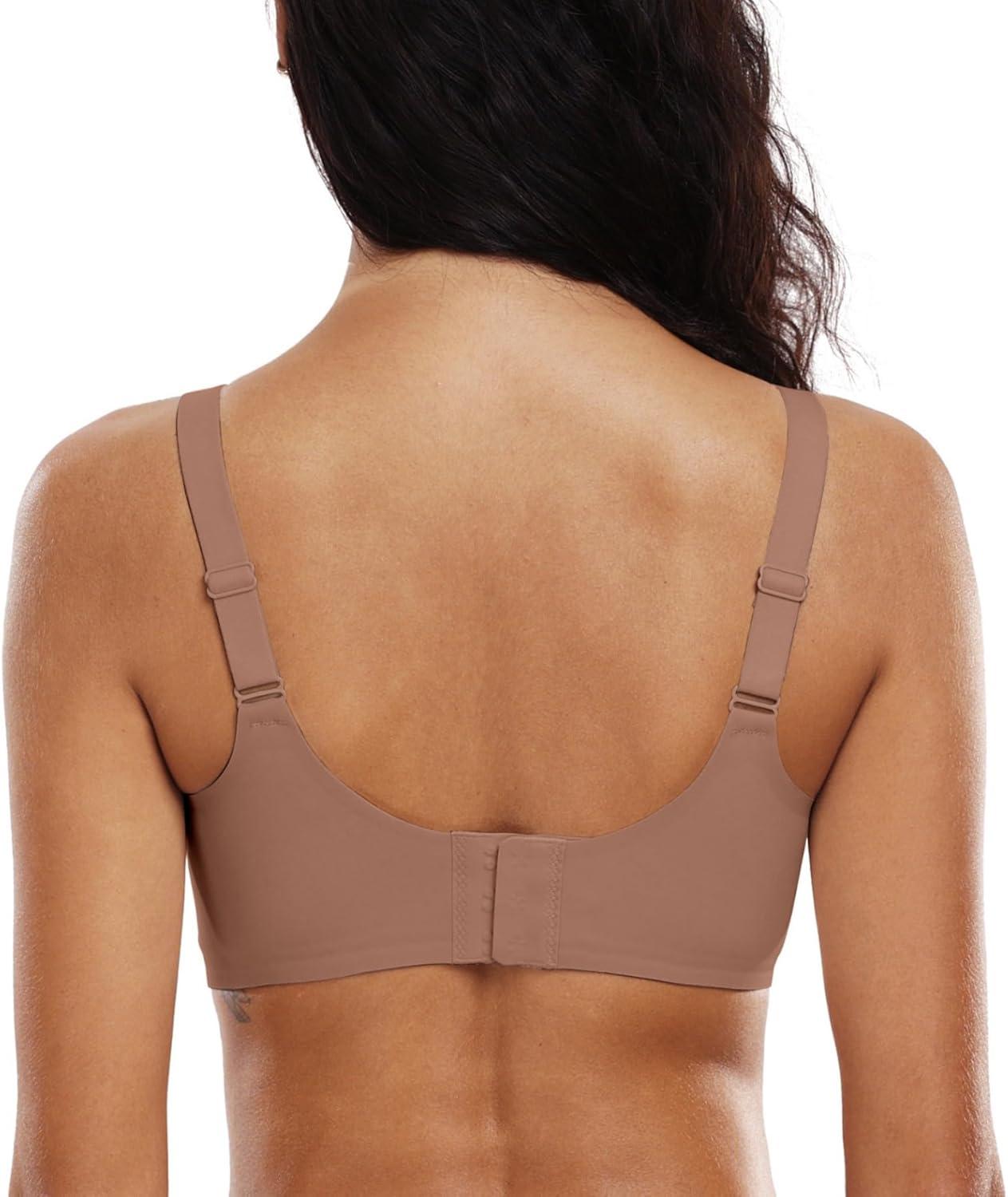 imageOEAK Womens Wireless Bras Push Up Support Full Coverage Bralettes No Underwire Bra Comfortable Everyday Seamless Tshirt BrasCoffee