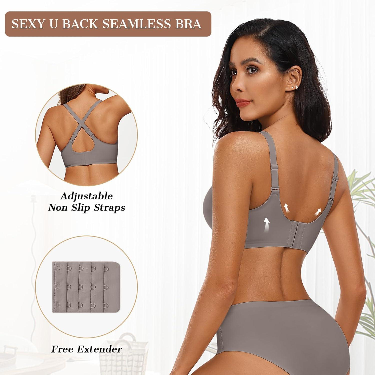 imageOEAK Womens Wireless Bras Push Up Support Full Coverage Bralettes No Underwire Bra Comfortable Everyday Seamless Tshirt BrasGrey