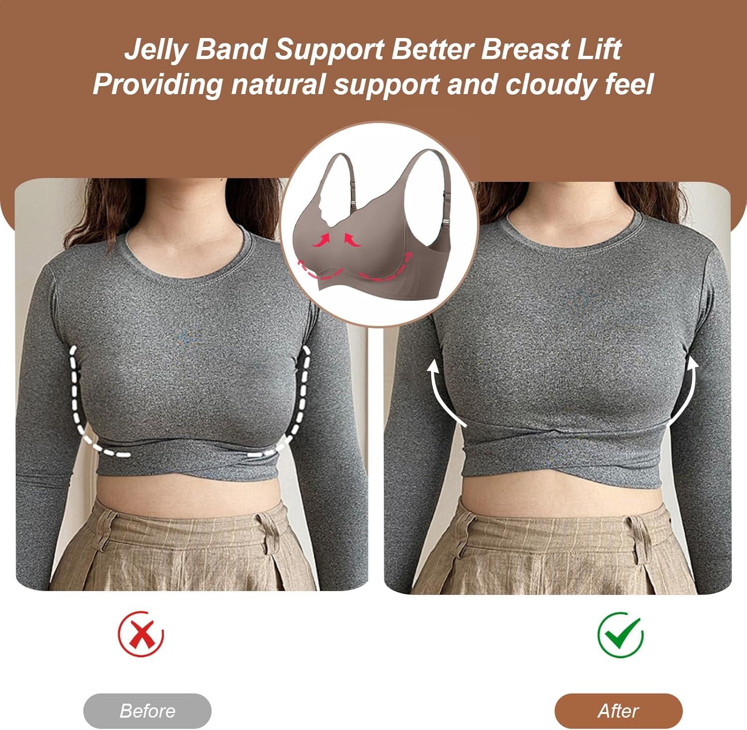 imageOEAK Womens Wireless Bras Push Up Support Full Coverage Bralettes No Underwire Bra Comfortable Everyday Seamless Tshirt BrasGrey