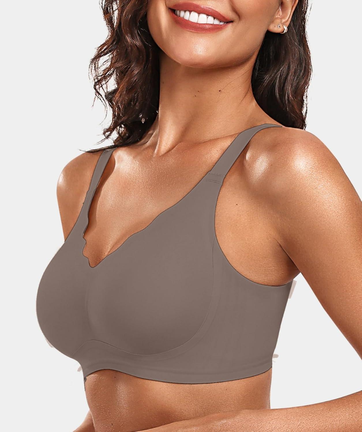 imageOEAK Womens Wireless Bras Push Up Support Full Coverage Bralettes No Underwire Bra Comfortable Everyday Seamless Tshirt BrasGrey