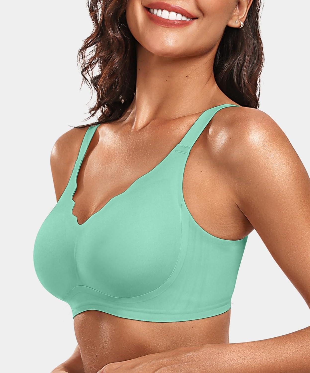 imageOEAK Womens Wireless Bras Push Up Support Full Coverage Bralettes No Underwire Bra Comfortable Everyday Seamless Tshirt BrasMint Green