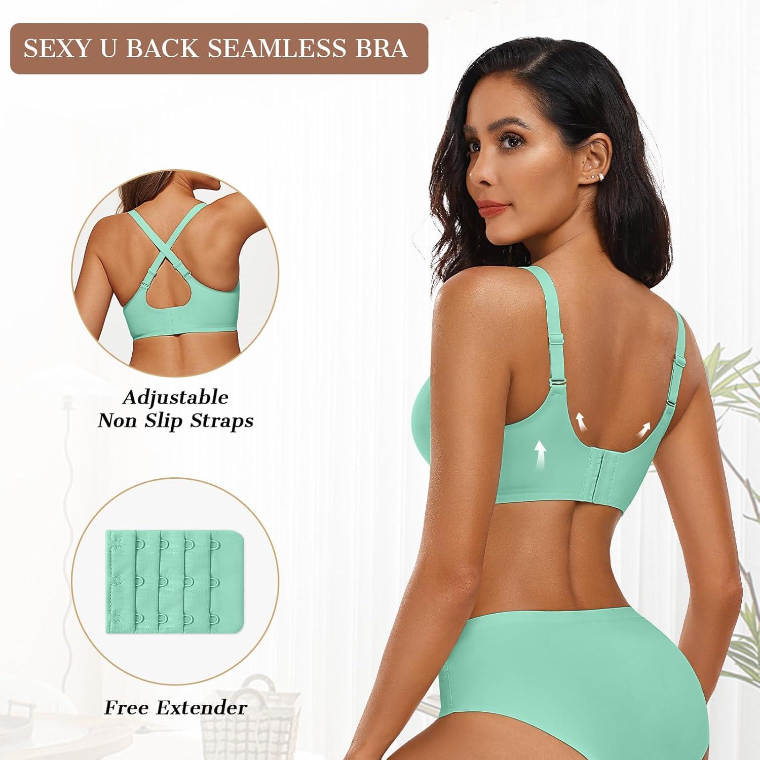 imageOEAK Womens Wireless Bras Push Up Support Full Coverage Bralettes No Underwire Bra Comfortable Everyday Seamless Tshirt BrasMint Green