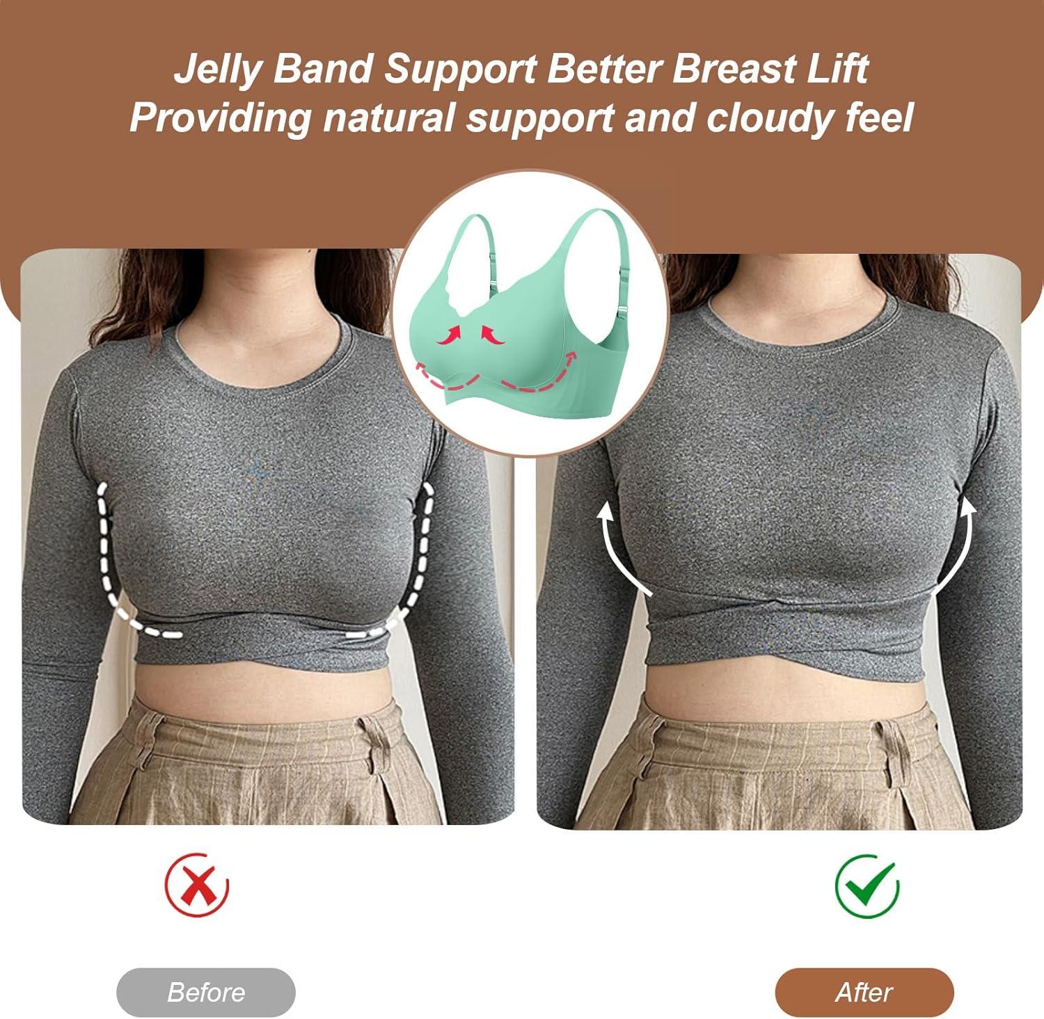 imageOEAK Womens Wireless Bras Push Up Support Full Coverage Bralettes No Underwire Bra Comfortable Everyday Seamless Tshirt BrasMint Green