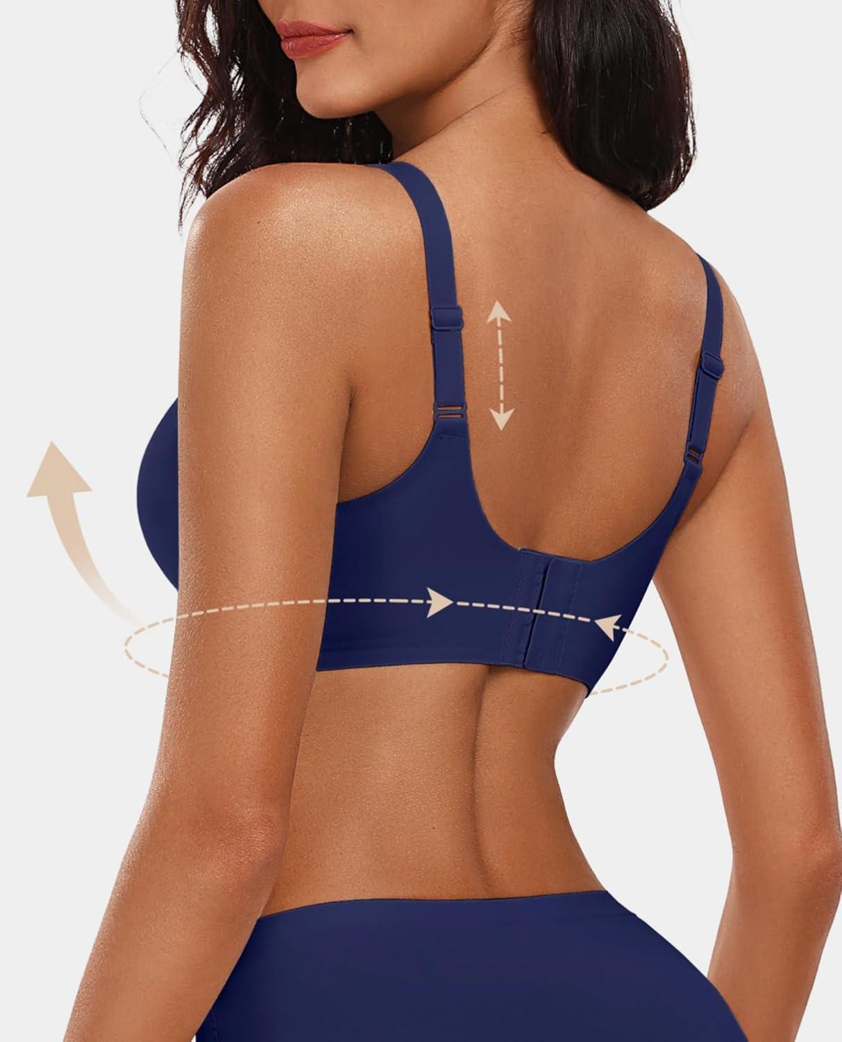 imageOEAK Womens Wireless Bras Push Up Support Full Coverage Bralettes No Underwire Bra Comfortable Everyday Seamless Tshirt BrasNavy Blue