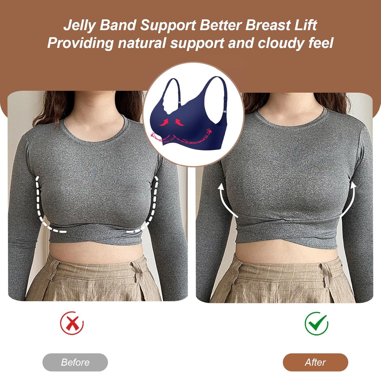 imageOEAK Womens Wireless Bras Push Up Support Full Coverage Bralettes No Underwire Bra Comfortable Everyday Seamless Tshirt BrasNavy Blue