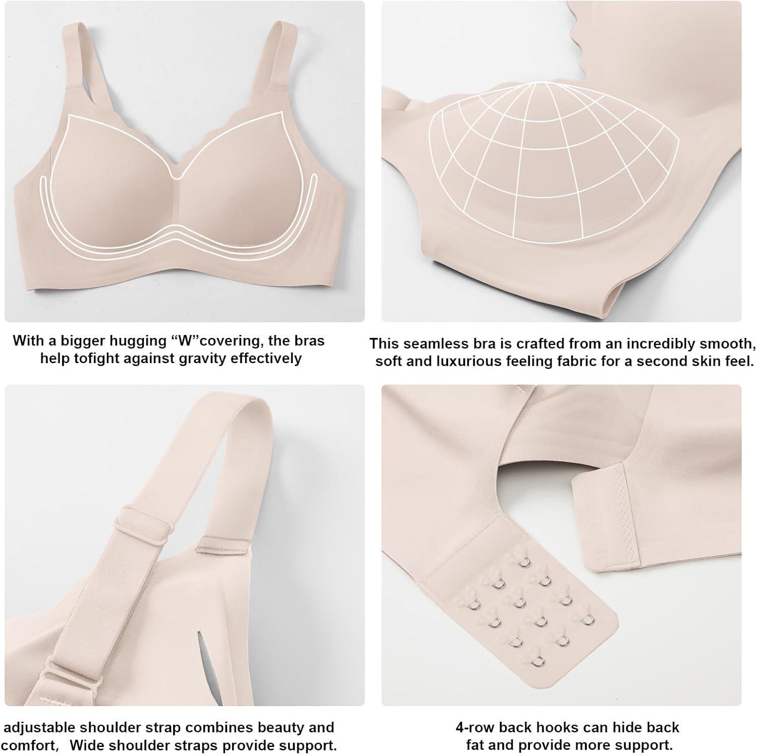 imageOEAK Womens Wireless Bras Push Up Support Full Coverage Bralettes No Underwire Bra Comfortable Everyday Seamless Tshirt BrasNude