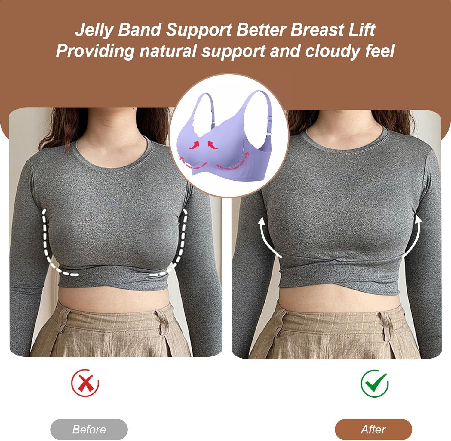 imageOEAK Womens Wireless Bras Push Up Support Full Coverage Bralettes No Underwire Bra Comfortable Everyday Seamless Tshirt BrasPurple