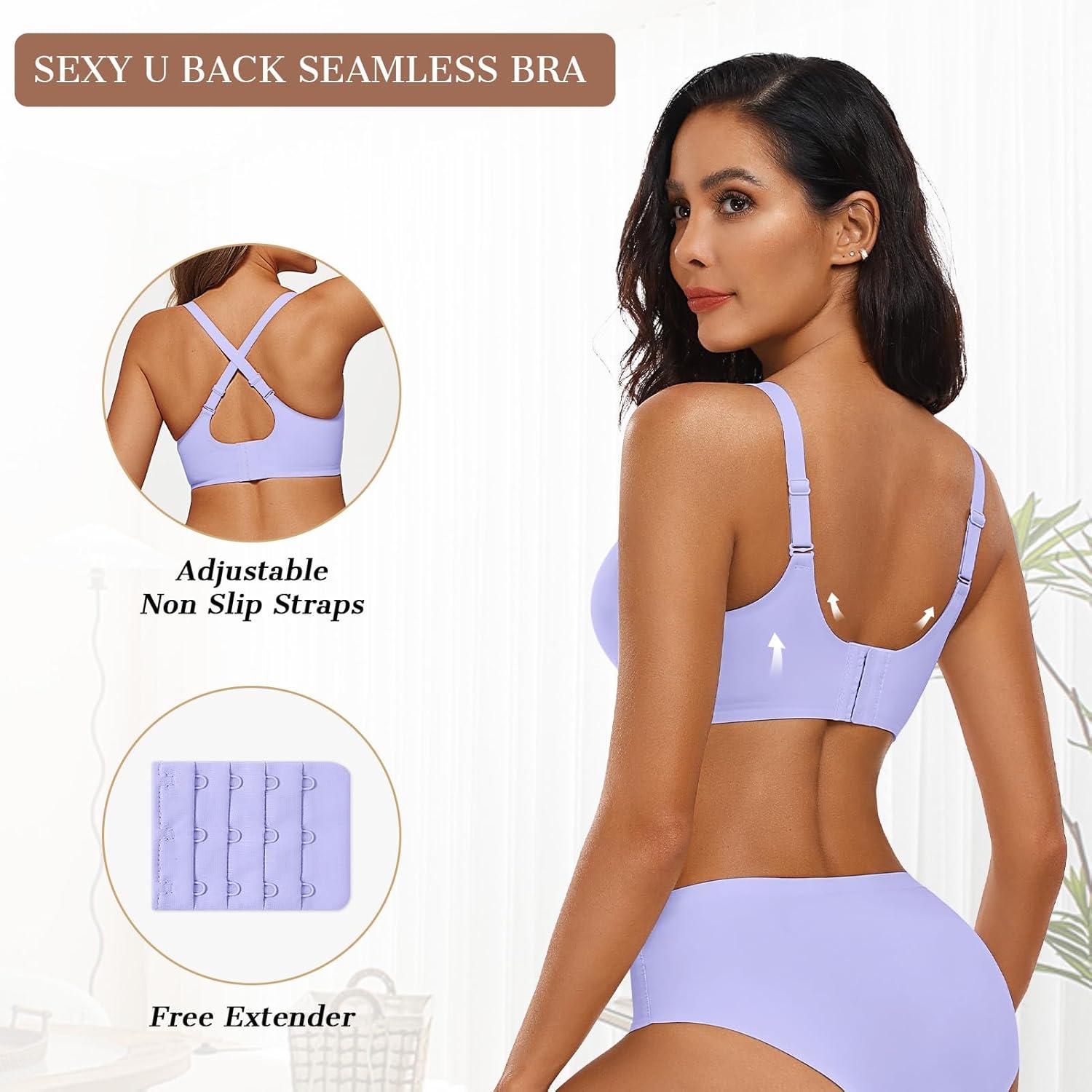 imageOEAK Womens Wireless Bras Push Up Support Full Coverage Bralettes No Underwire Bra Comfortable Everyday Seamless Tshirt BrasPurple