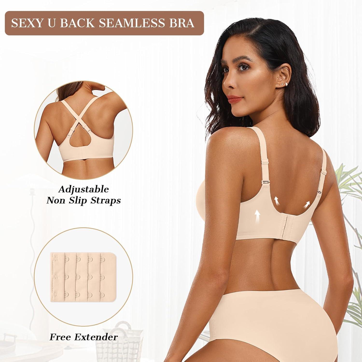 imageOEAK Womens Wireless Bras Push Up Support Full Coverage Bralettes No Underwire Bra Comfortable Everyday Seamless Tshirt BrasSkin Sand