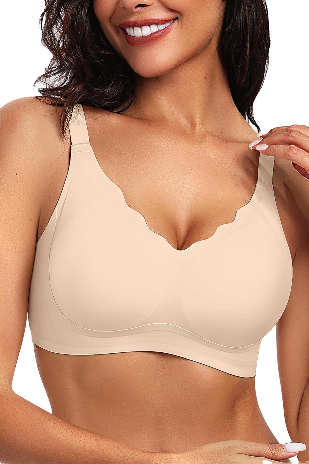 imageOEAK Womens Wireless Bras Push Up Support Full Coverage Bralettes No Underwire Bra Comfortable Everyday Seamless Tshirt BrasSkin Sand