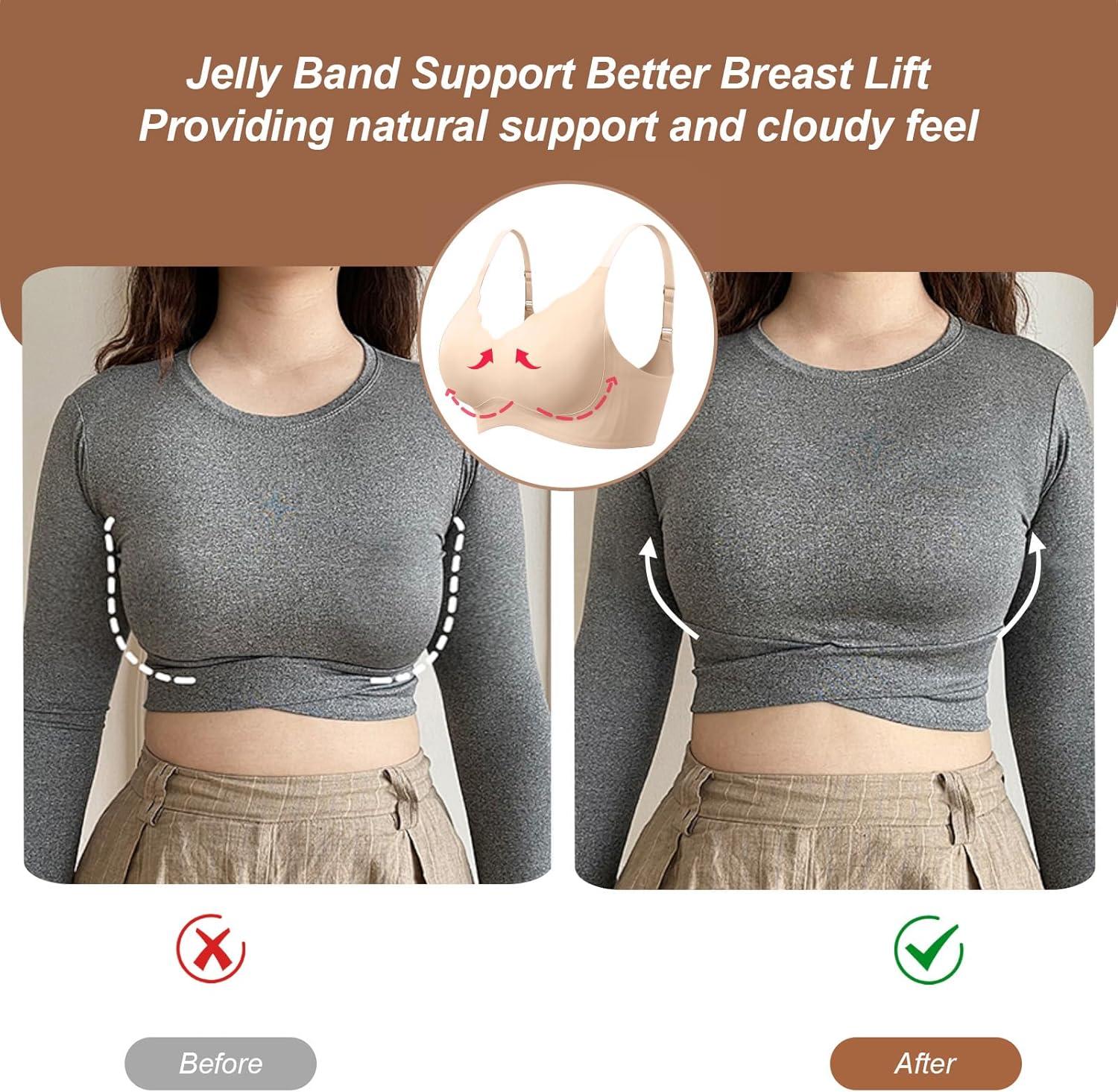 imageOEAK Womens Wireless Bras Push Up Support Full Coverage Bralettes No Underwire Bra Comfortable Everyday Seamless Tshirt BrasSkin Sand