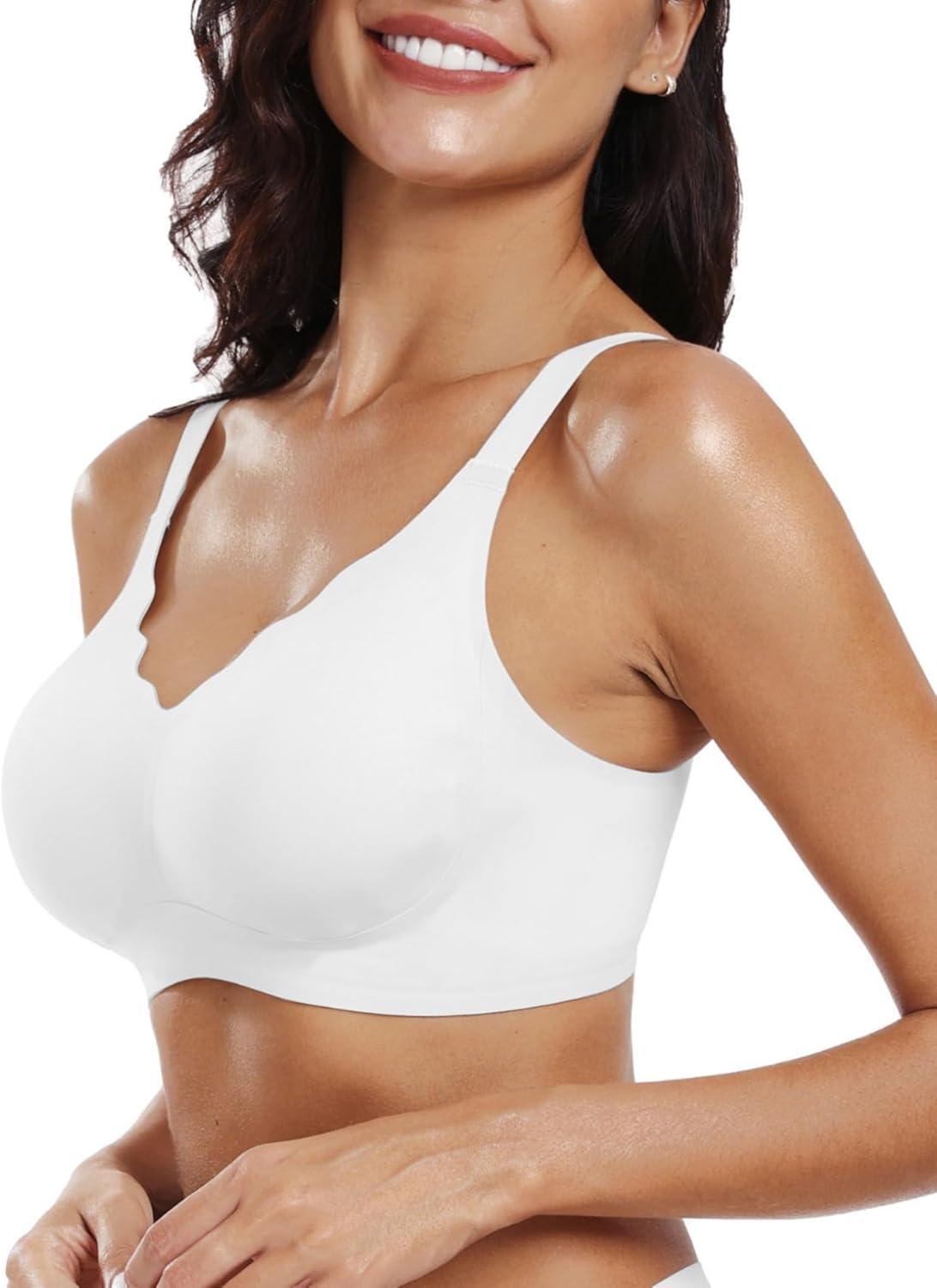 imageOEAK Womens Wireless Bras Push Up Support Full Coverage Bralettes No Underwire Bra Comfortable Everyday Seamless Tshirt BrasWhite