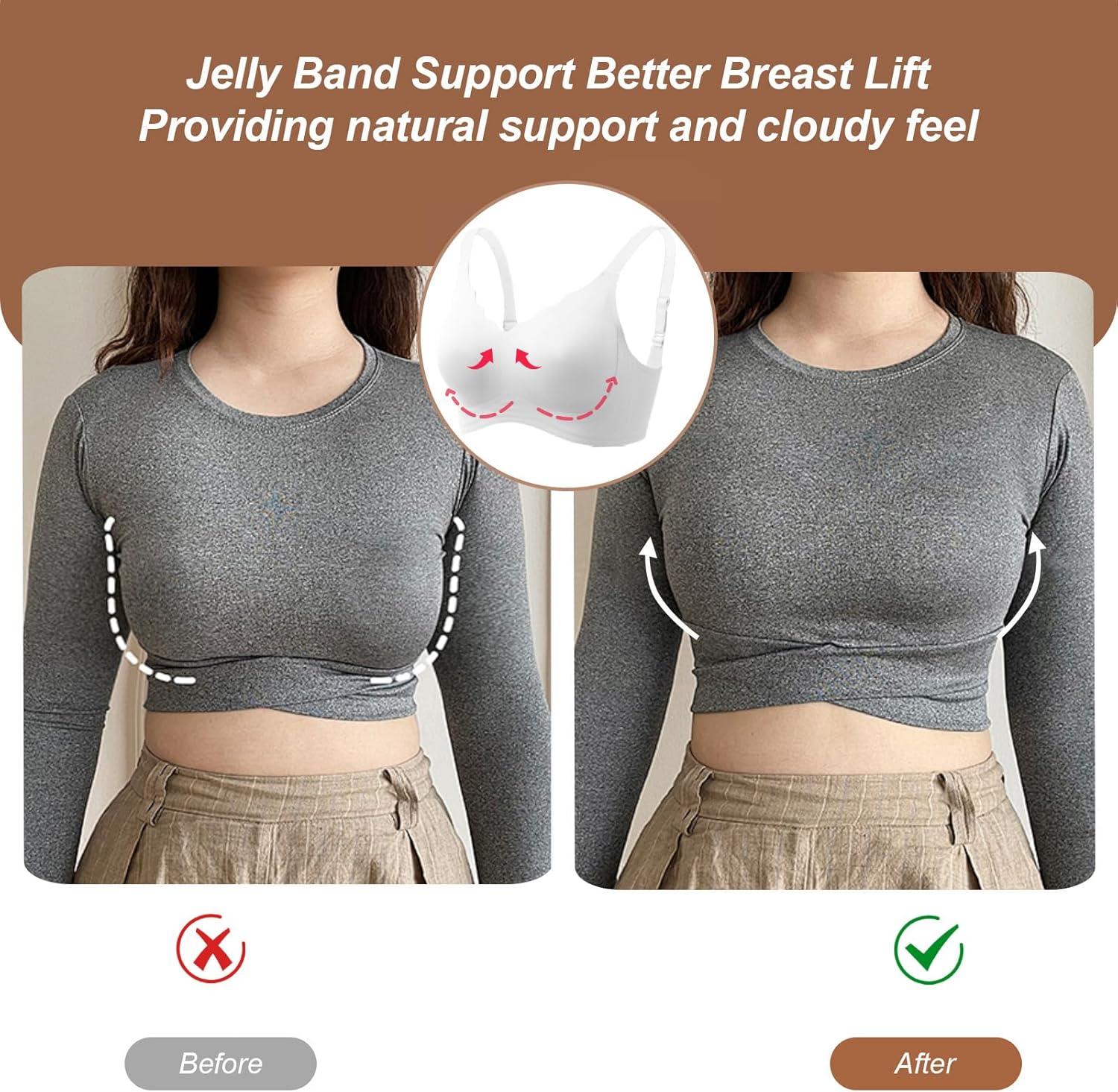 imageOEAK Womens Wireless Bras Push Up Support Full Coverage Bralettes No Underwire Bra Comfortable Everyday Seamless Tshirt BrasWhite