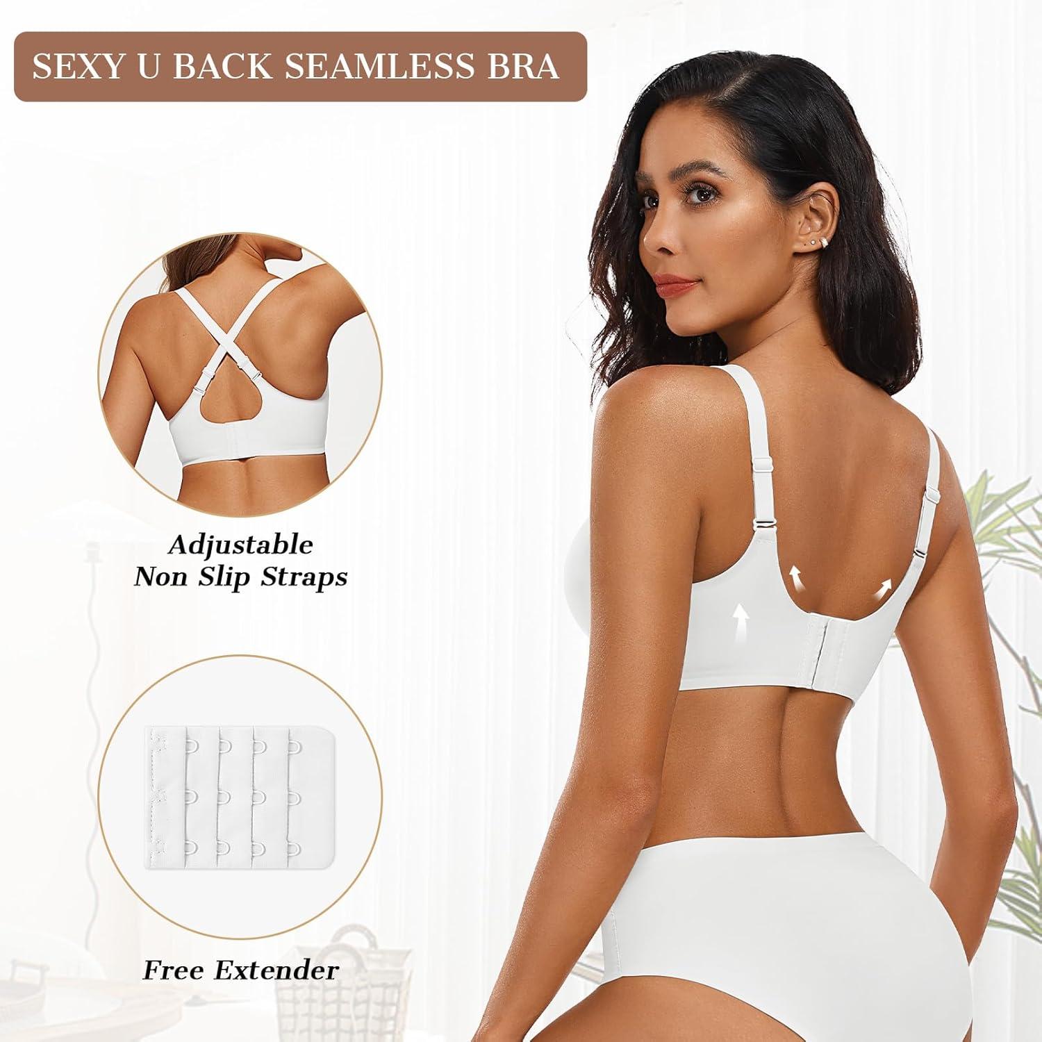 imageOEAK Womens Wireless Bras Push Up Support Full Coverage Bralettes No Underwire Bra Comfortable Everyday Seamless Tshirt BrasWhite