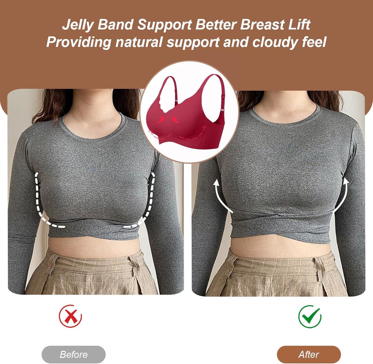 imageOEAK Womens Wireless Bras Push Up Support Full Coverage Bralettes No Underwire Bra Comfortable Everyday Seamless Tshirt BrasWine Red