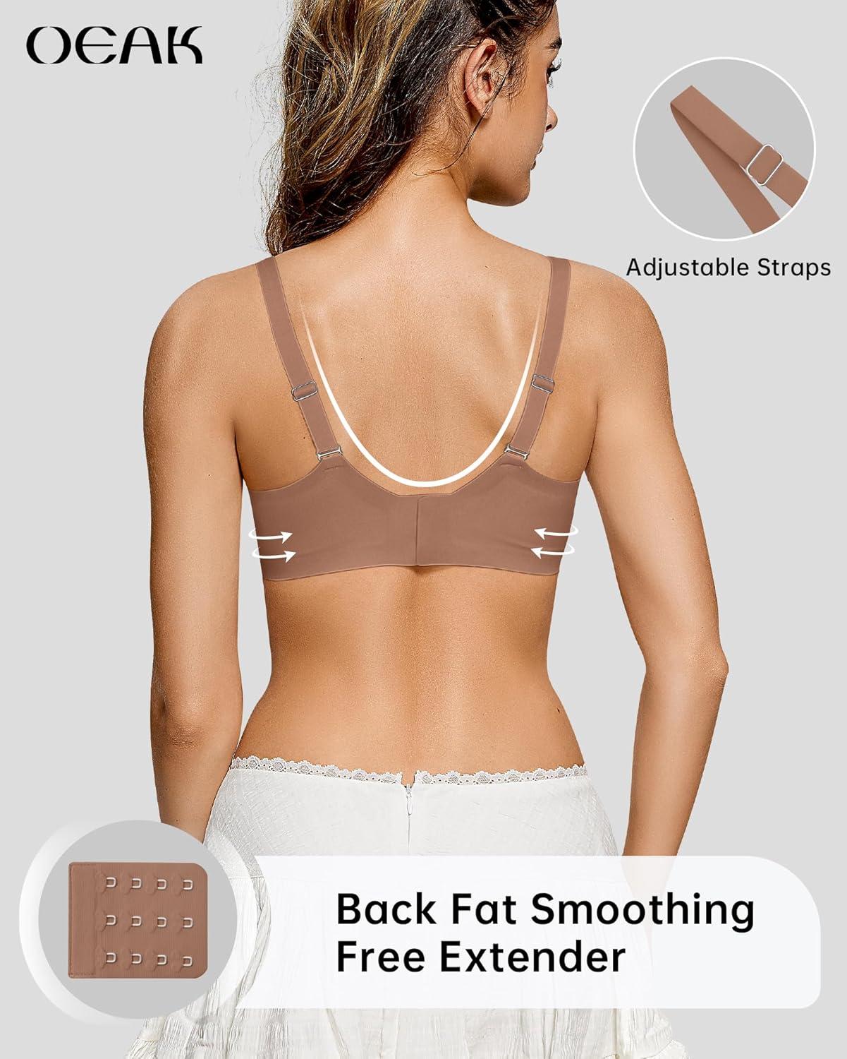 imageOEAK Womens Wireless Bras Scalloped Push Up Bralettes No Underwire Supportive Tshirt Bra Seamless Comfortable Everyday BrasCoffee